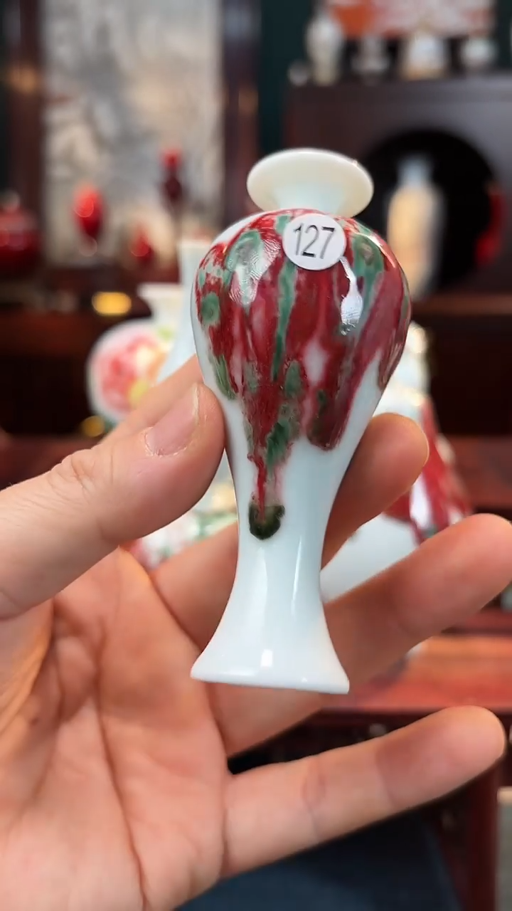 【闪购商品】摆件纯手工原创高温陶瓷〖红包翠釉里红〗