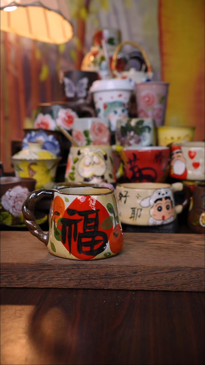 杯子陶泥垚手作 景德镇手工手绘陶瓷器物   微瑕