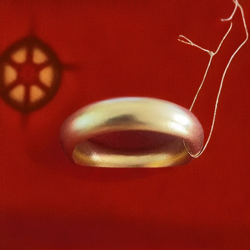 黄金足金999古法工艺黄金素圈戒指