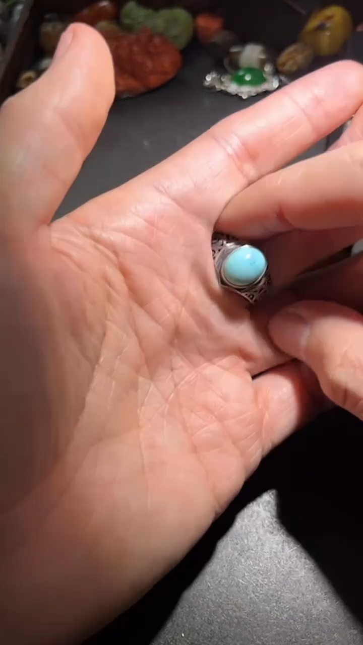 银S925镶嵌绿松石戒指pz1226-53戒指