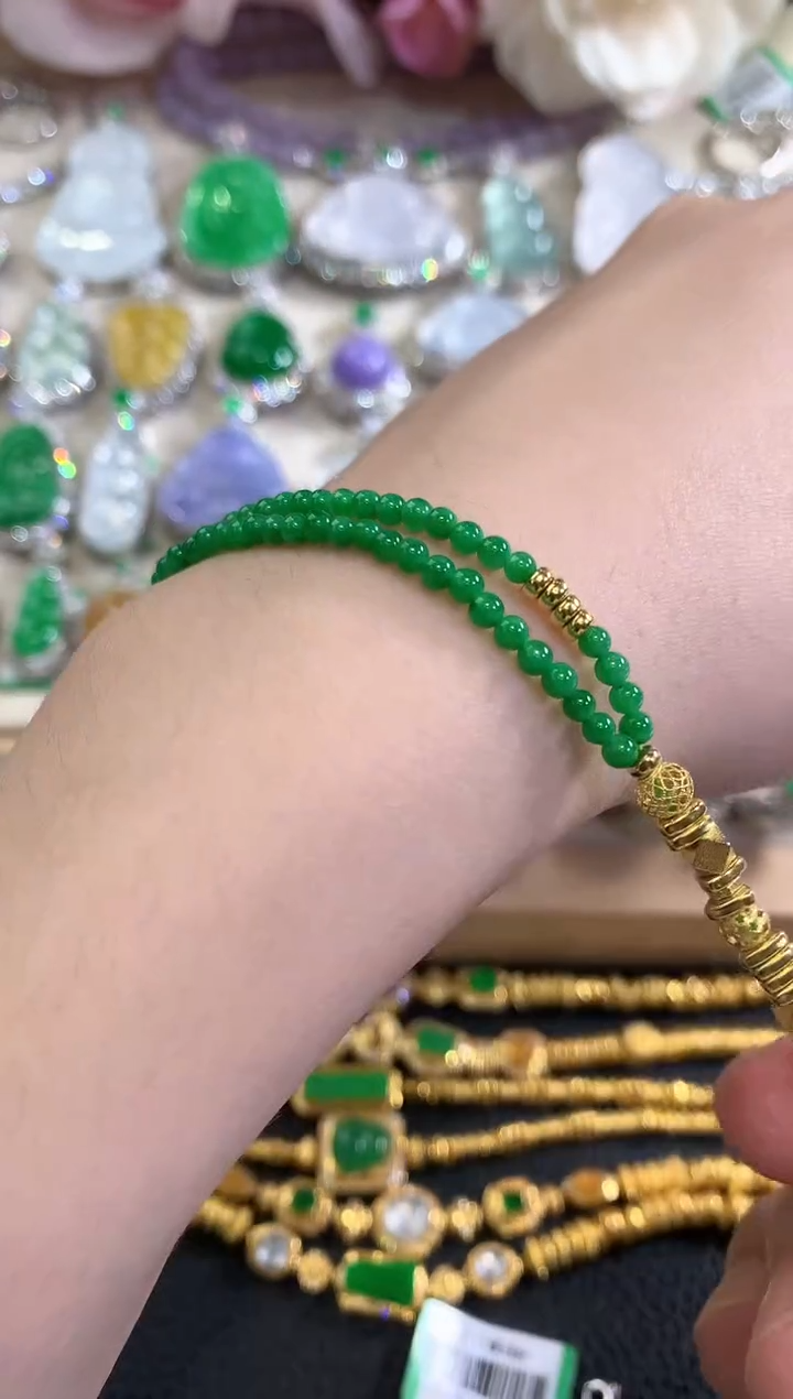 18K金镶嵌手链翡翠冬日珠宝E36