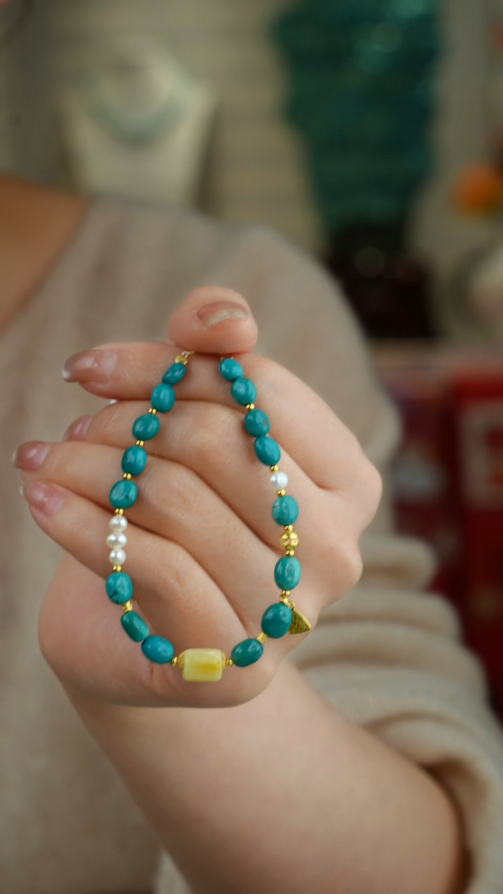 【闪购商品】绿松石手链18K金镶嵌1