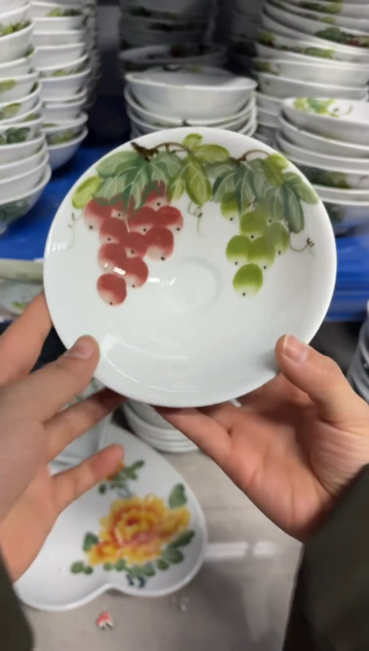 景德镇高温陶瓷食品级手绘釉中彩-斗笠碗