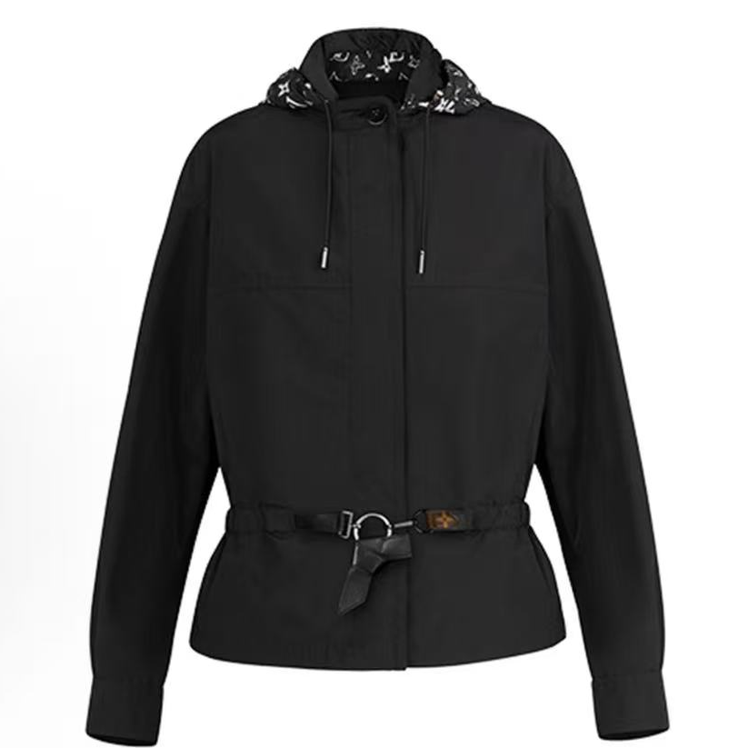 99新 LouisVuitton/路易威登 黑色派克老花连帽风衣外套 38码
