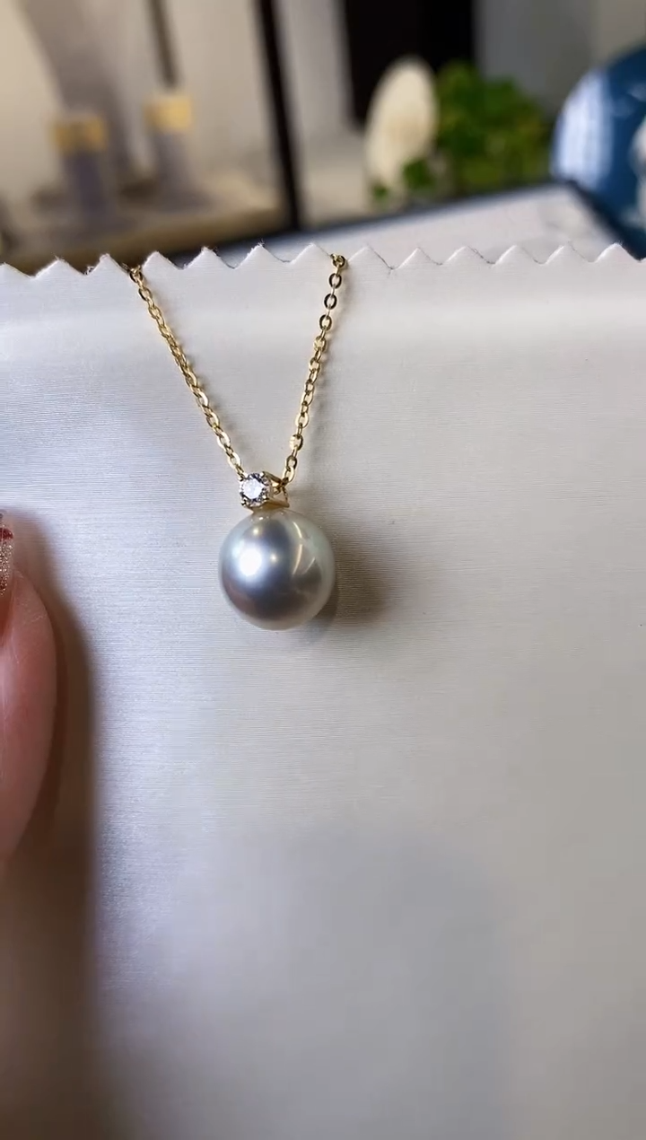 【闪购商品】海水珍珠吊坠(不含链)18K金镶嵌10-11海水珍珠吊坠