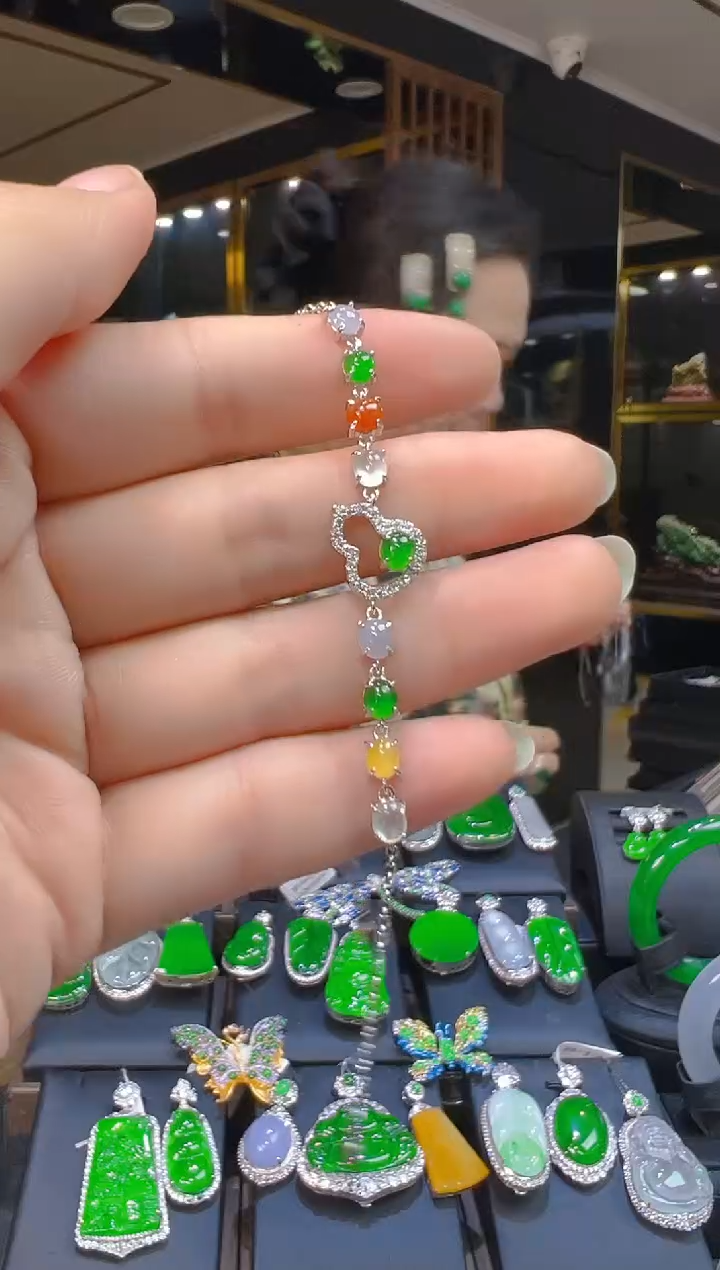 银S925镶嵌手链翡翠065(多样性发货发其一)