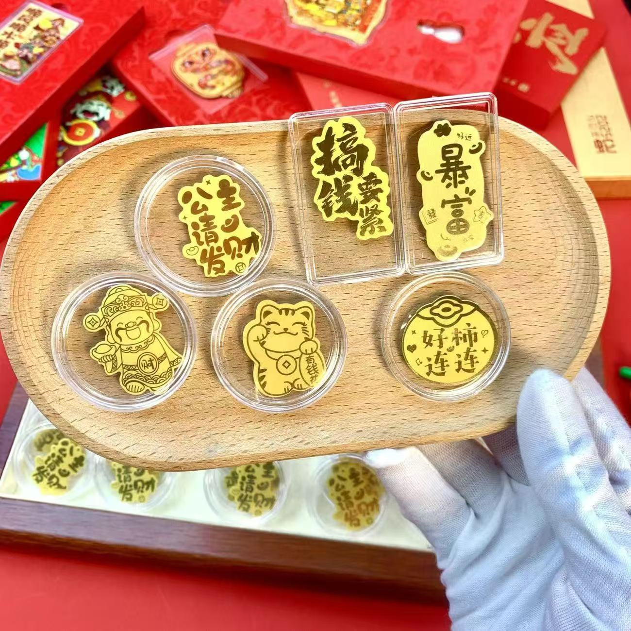 金色手机贴公主请发财金色创意手机贴黄财神招财猫搞钱要紧装饰品