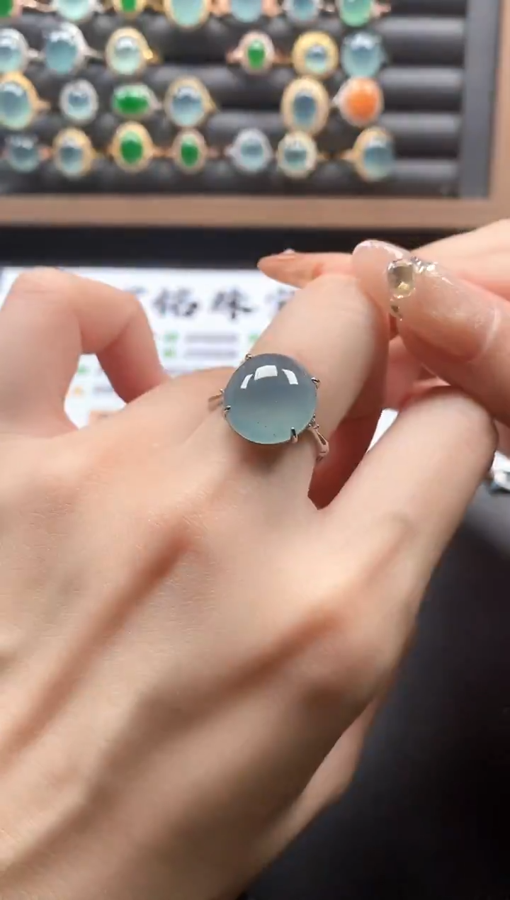 银S925镶嵌戒指翡翠51511