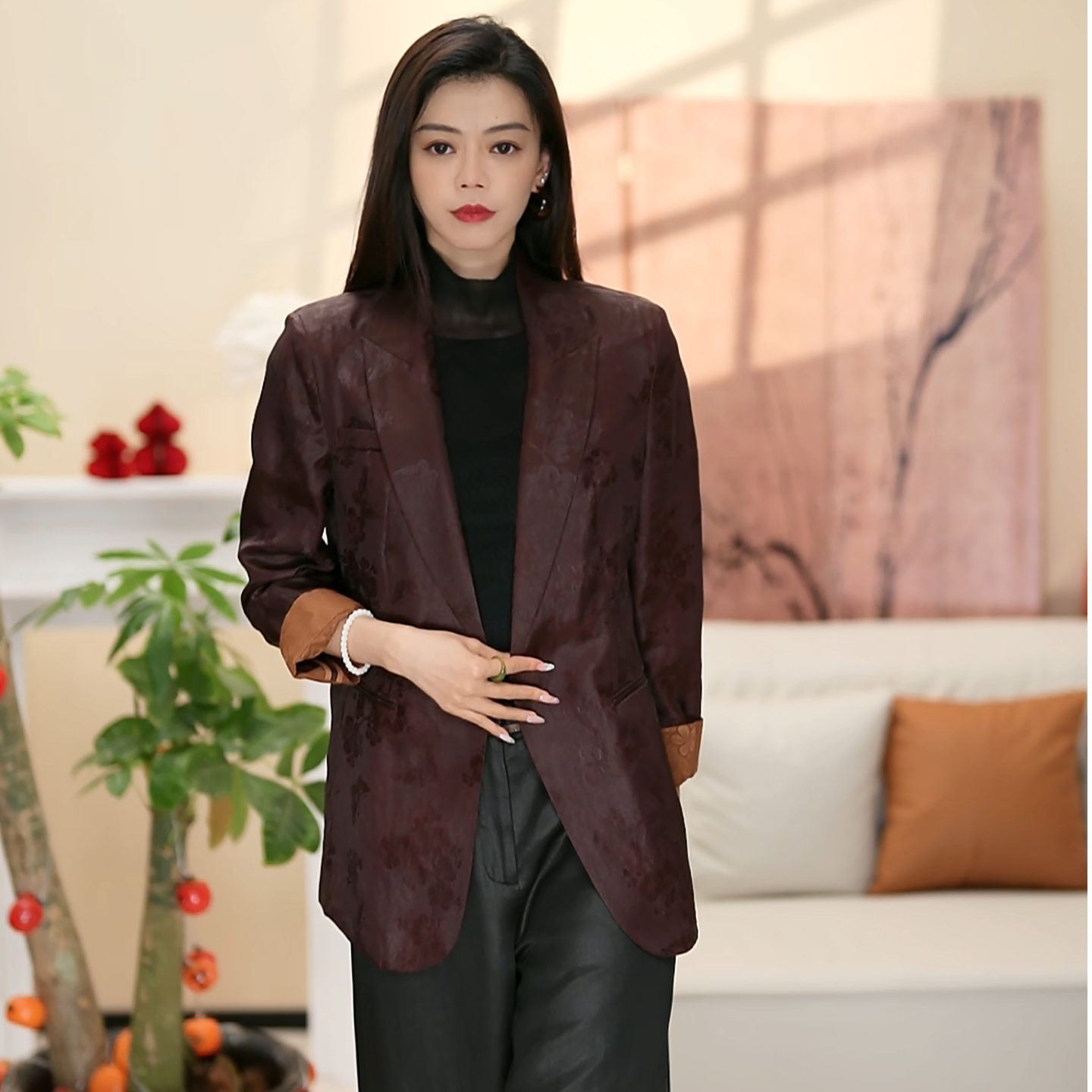 [春惠]FY1161009红云纱新中式西装外套