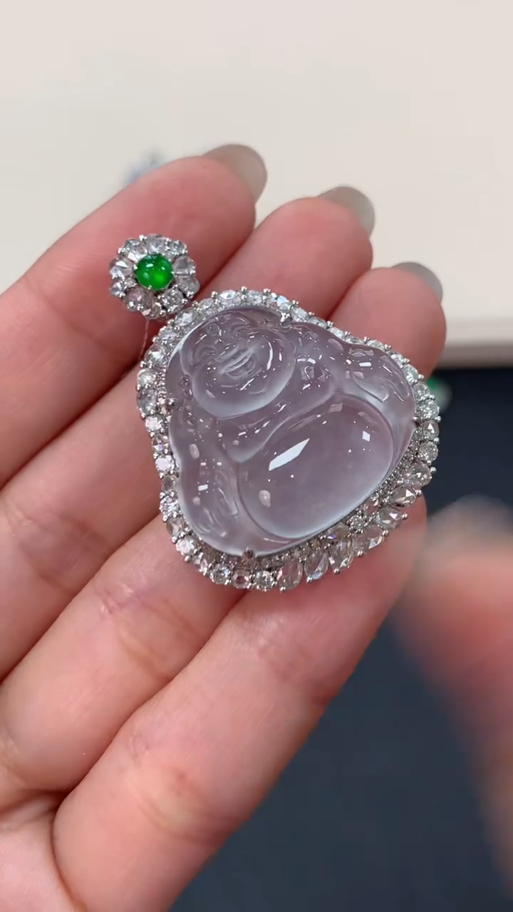 翡翠18K金镶嵌吊坠(不含链)佛公吊坠68000