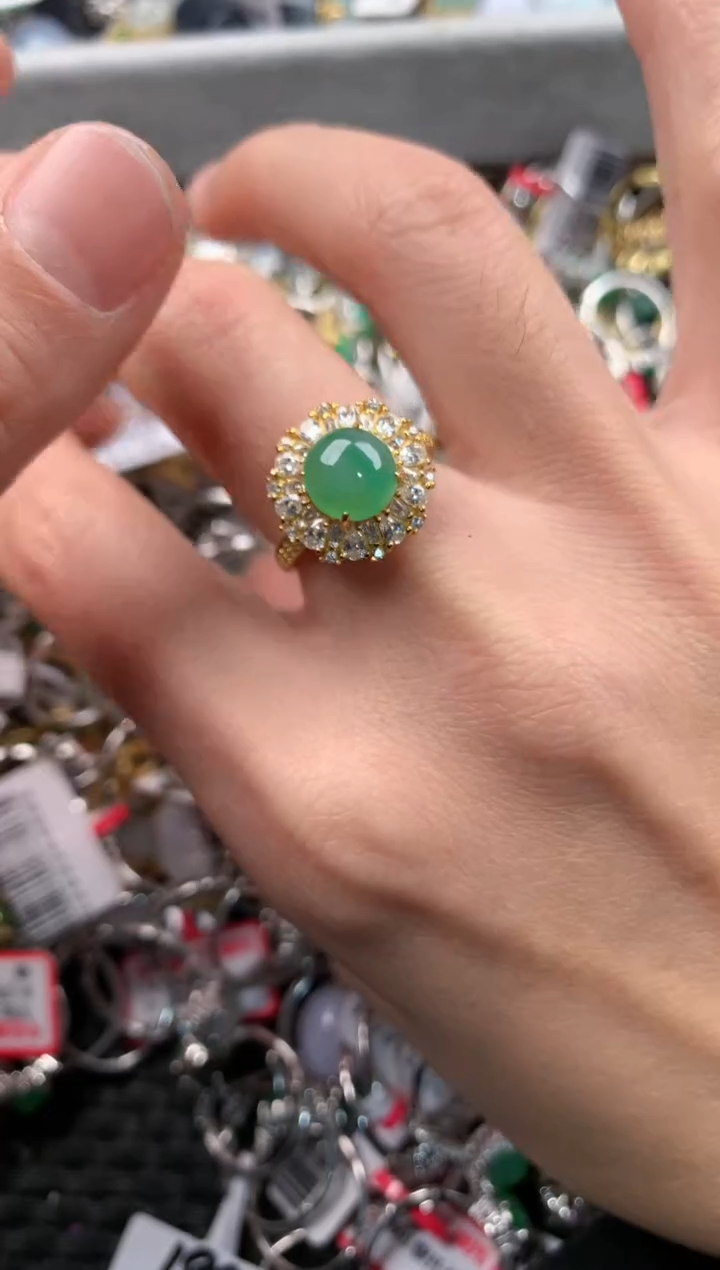 银S925镶嵌戒指翡翠888      3