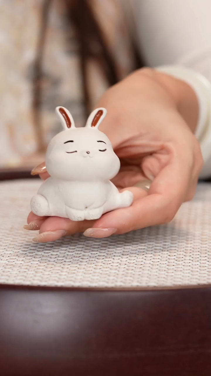 紫砂茶具白泥小白兔