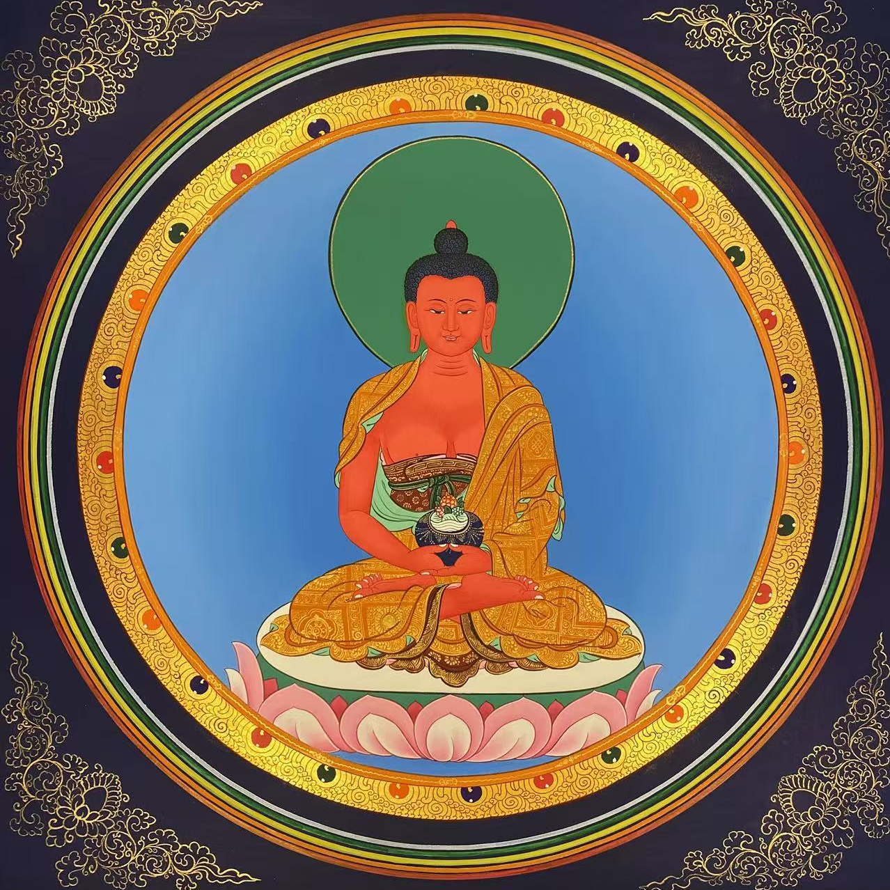 精品纯手绘唐卡阿弥陀佛可用于客厅装饰尺寸50*50左右