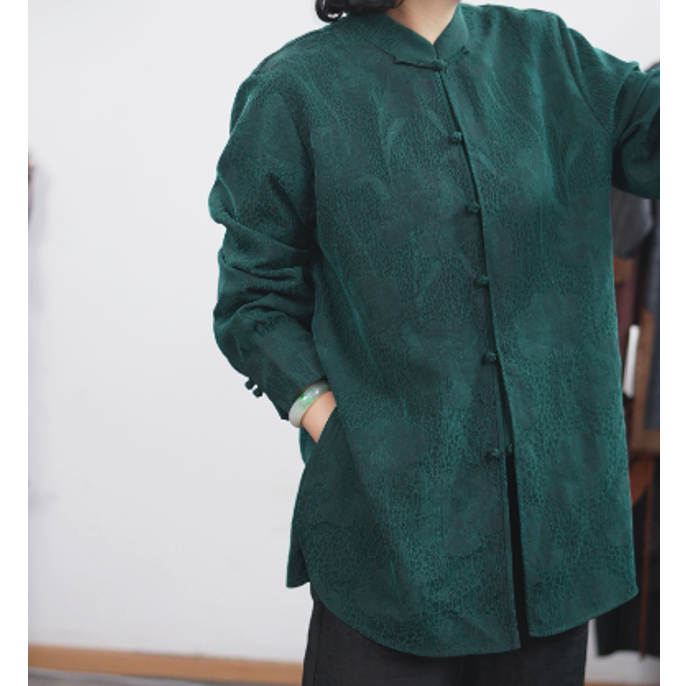 YIMEIXIU/依眉秀香云纱冠乐绉上衣63696