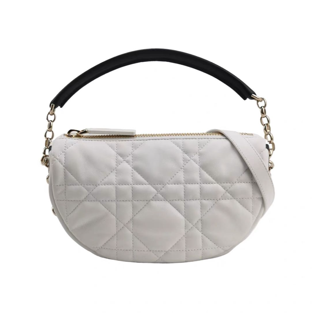 99新 DIOR/迪奥 Dior Vibo 白色 藤格纹 羊皮 mini