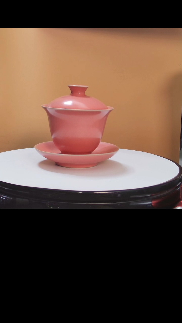 【闪购商品】盖碗玫红色三才盖碗礼盒装