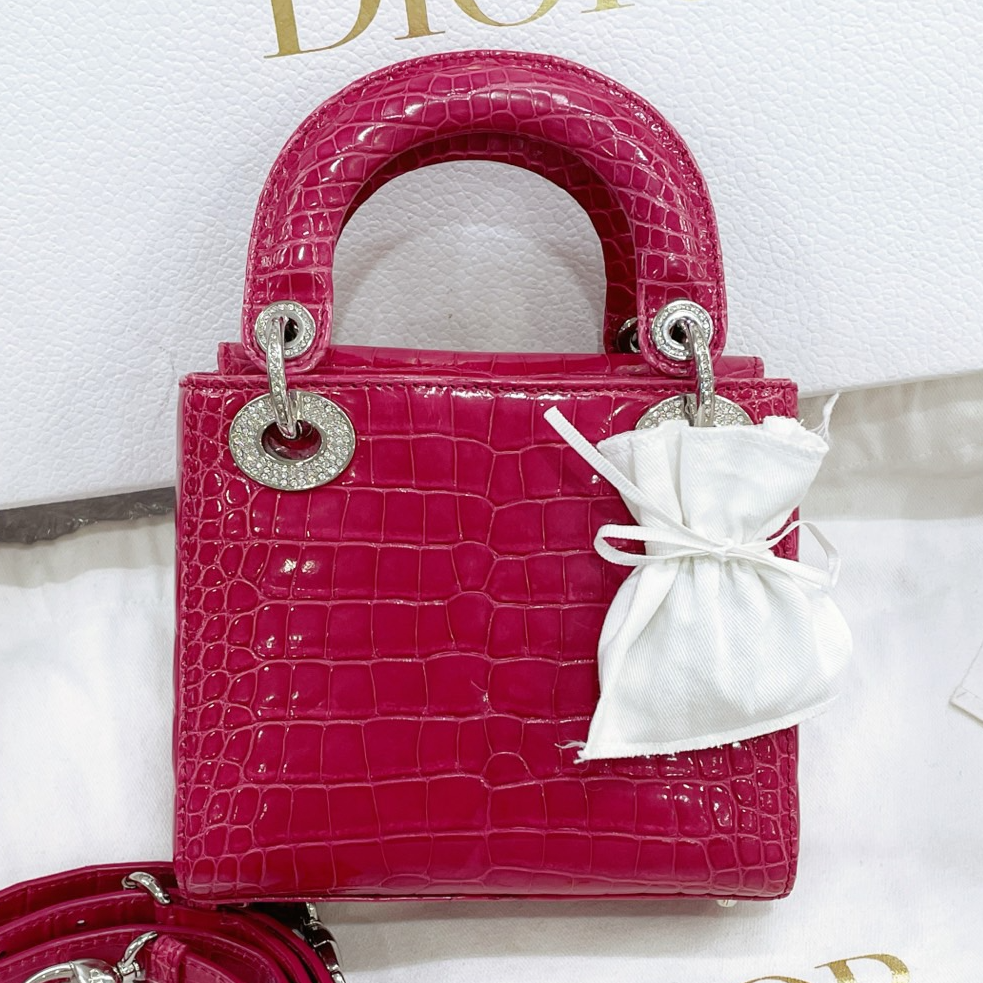 99新 DIOR/迪奥 三格鳄鱼戴妃手提包 /7LK40511