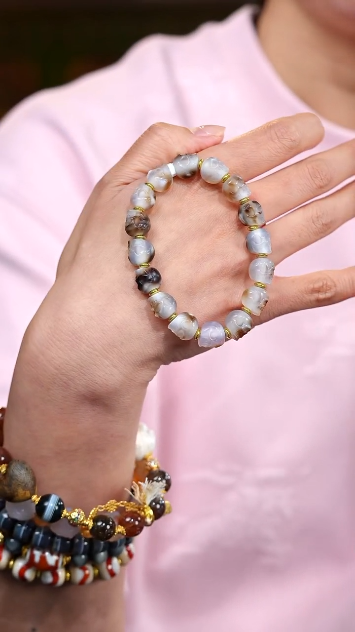 玛瑙/玉髓颈饰未镶嵌S53836多样性发一阿呆手串