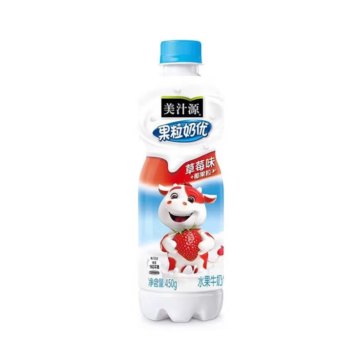 美汁源果粒奶优水果牛奶饮料草莓味450g
