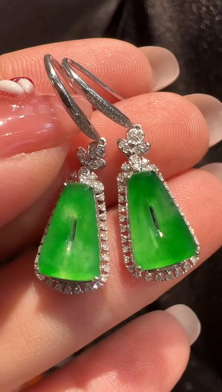 18K金镶嵌翡翠耳饰AL6耳环