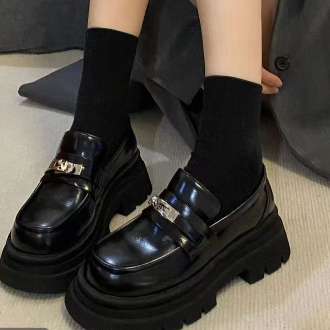 乐福鞋女鞋黑色时尚厚款休闲百搭