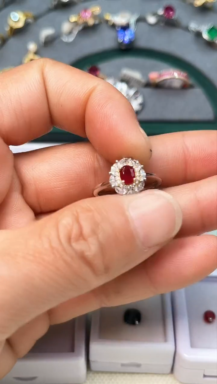 【闪购商品】红宝石戒指银S925镶嵌戒指