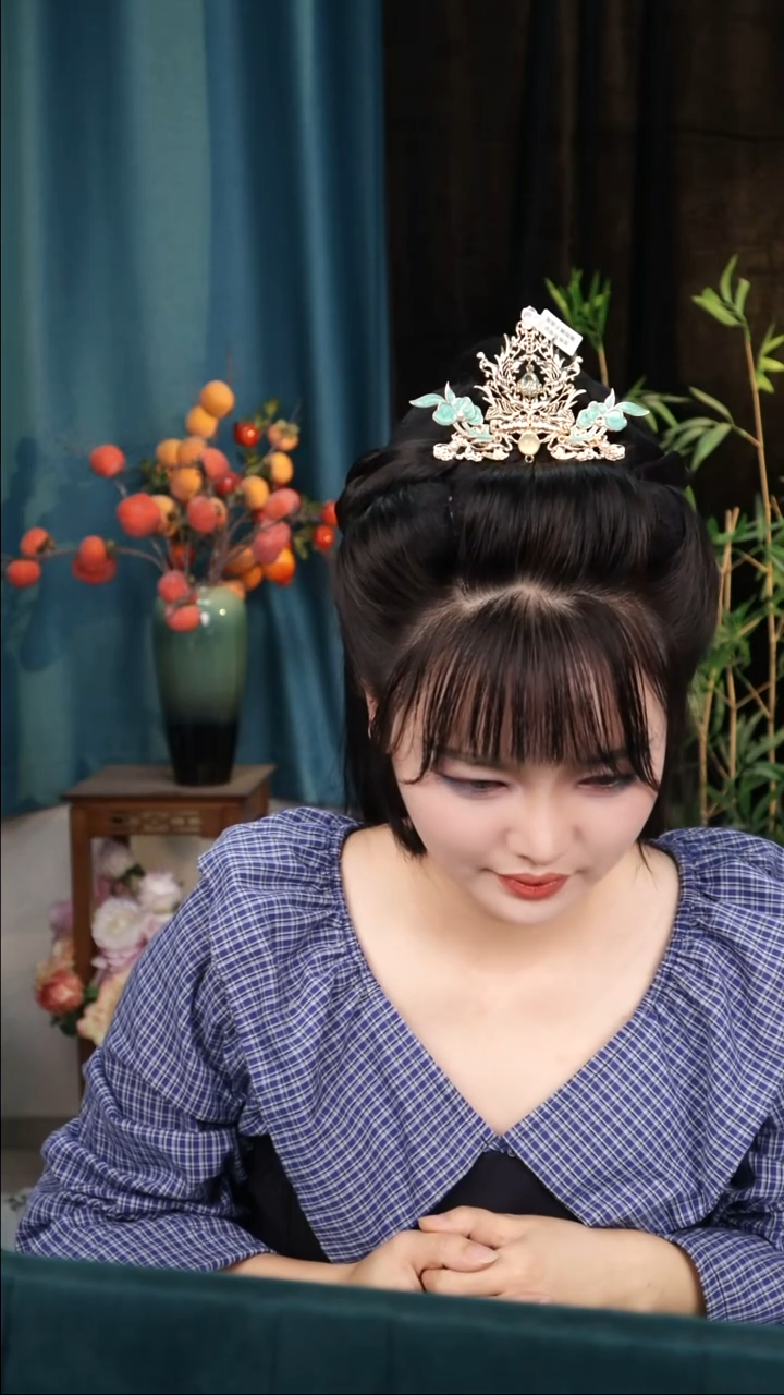 合金合金烧蓝小发冠一个