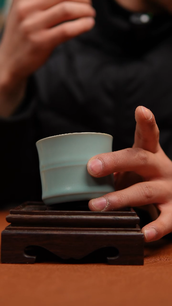 【闪购商品】瓷片仿古天青竹节杯微瑕福利