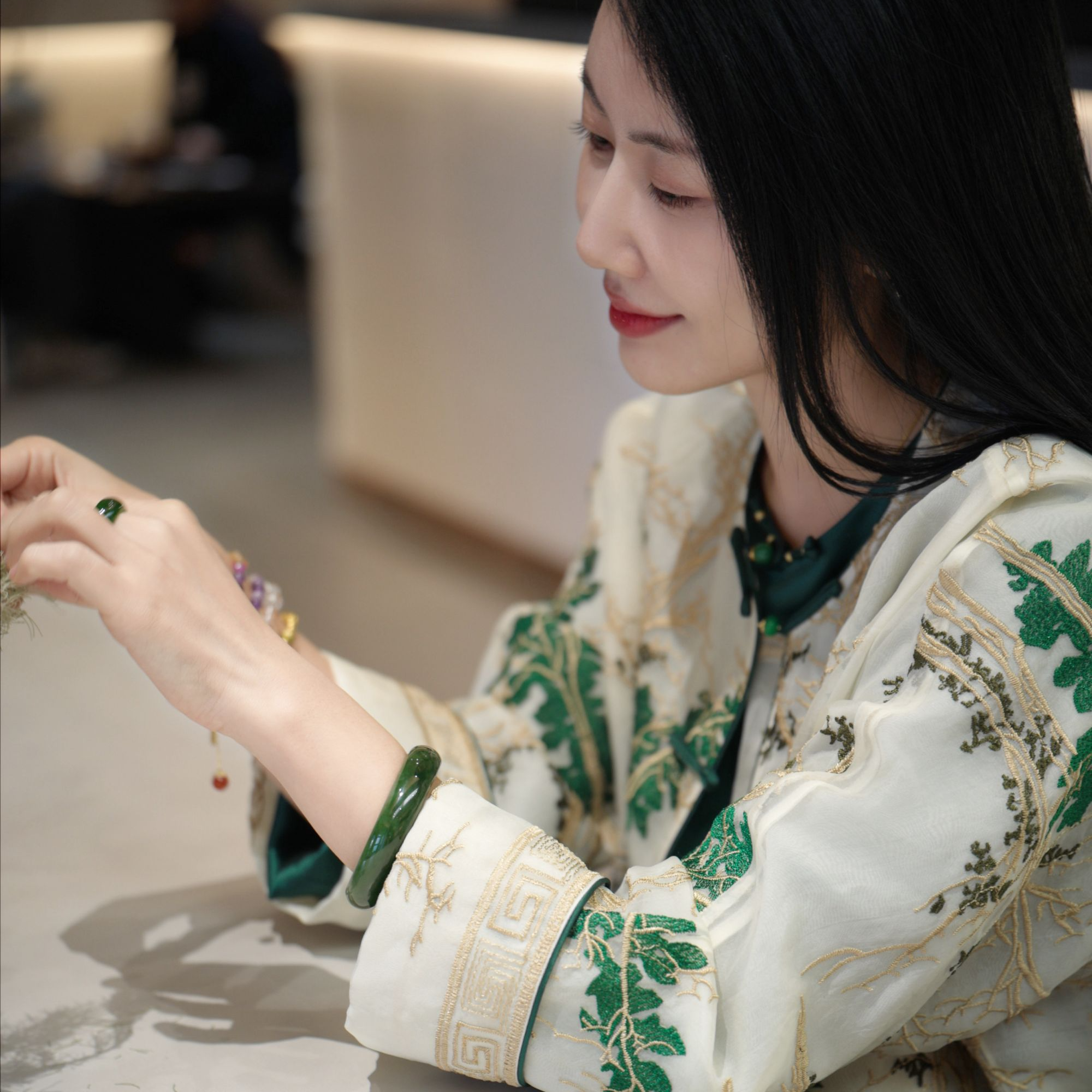  『森沫』新中式桑蚕丝国风时尚宽松气质上衣DHSC4198