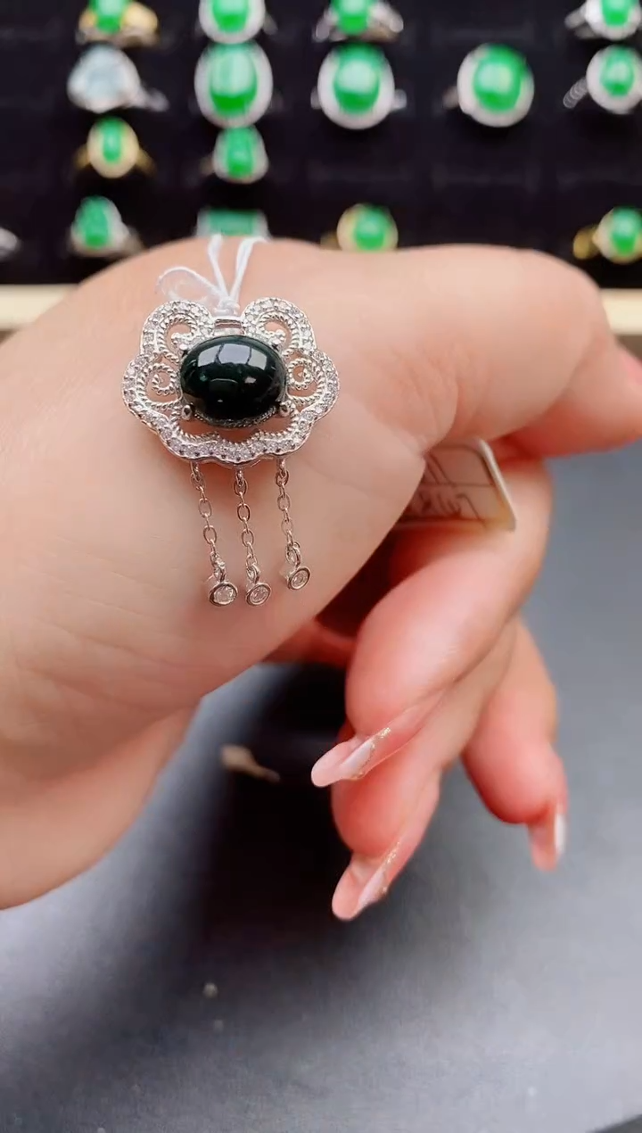 【闪购商品】翡翠吊坠(赠链)银S925镶嵌05800