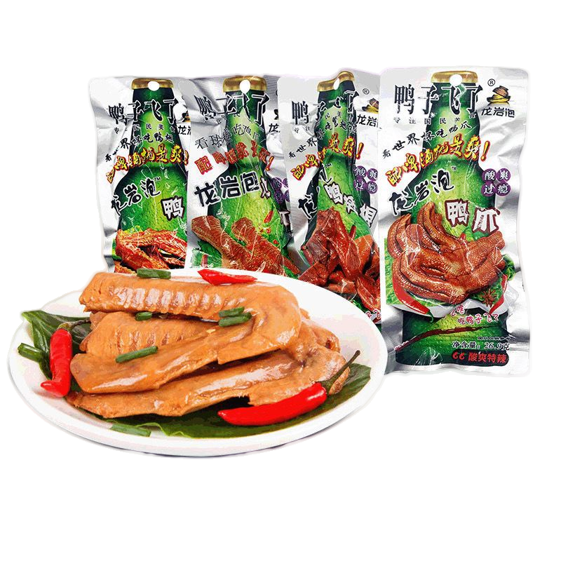 鸭子飞了鸭掌休闲办公卤味鸭货传统小吃龙岩土楼特产泡鸭爪鸭翅