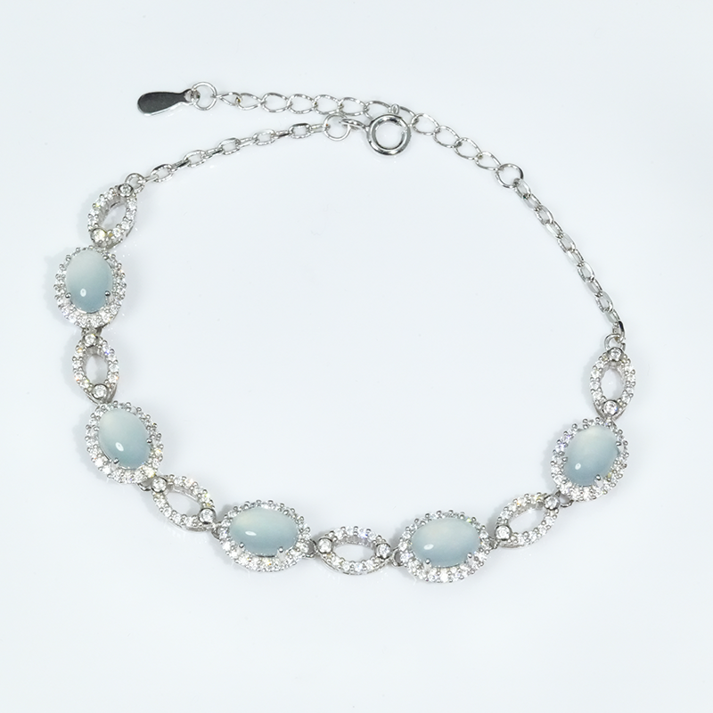 【小胖翡翠】天然翡翠蛋面手链A货蓝水轻奢送妈妈百搭款-多样性发1