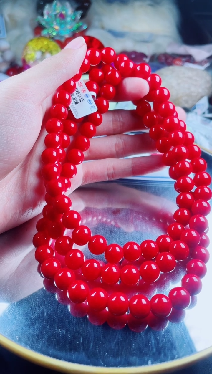 硅化珊瑚（珊瑚玉）未镶嵌颈饰红三姑项链108卡10