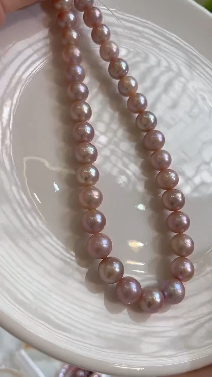 项链未镶嵌淡水珍珠399  无9mm粉紫色项链