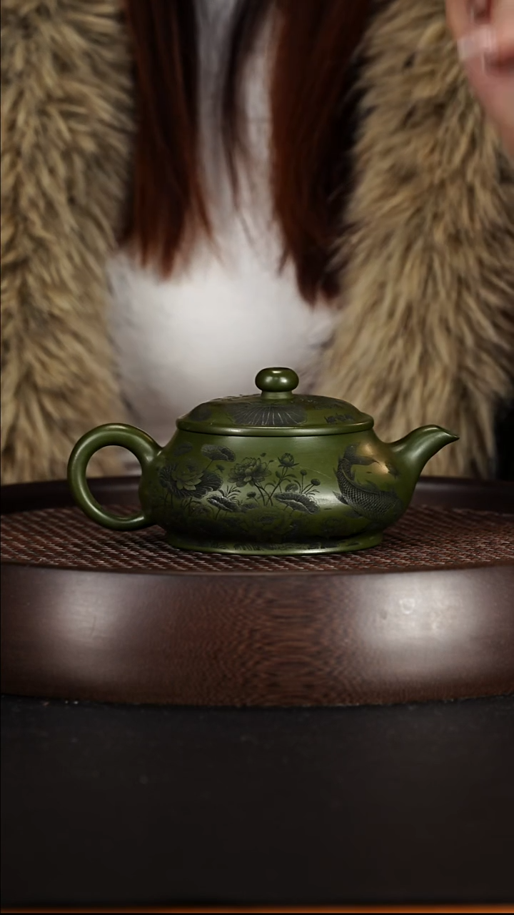 茶壶紫砂宜兴紫砂壶景舟民国绿泥明炉240cc