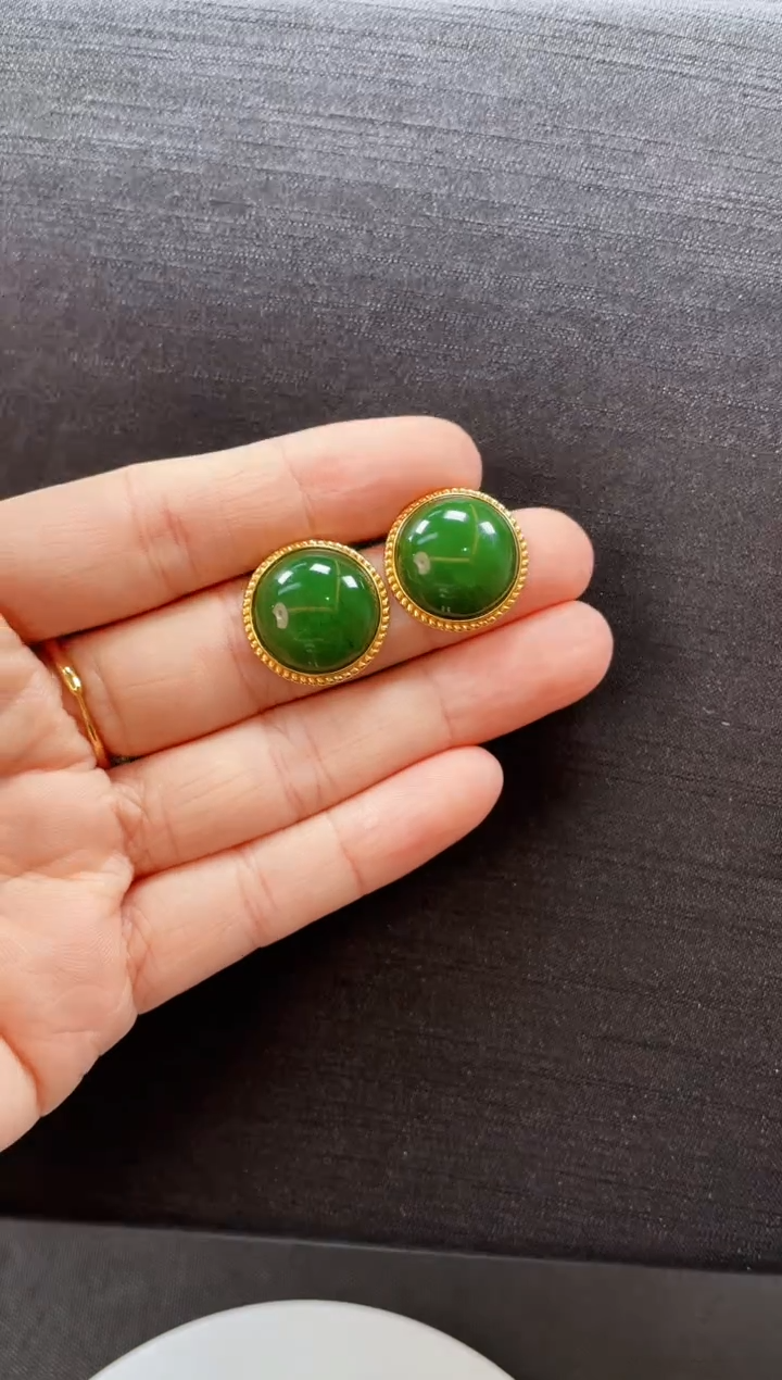 和田玉银S925镶嵌耳饰多样性发一