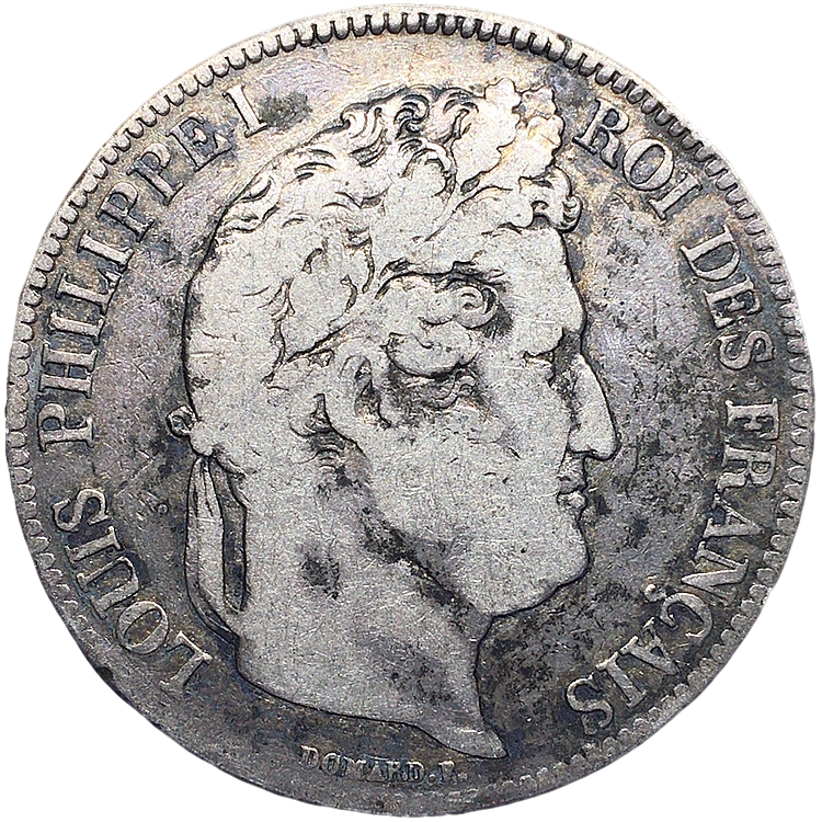 法国银币法兰西路易菲利普5法郎正品外国钱币老硬币收藏