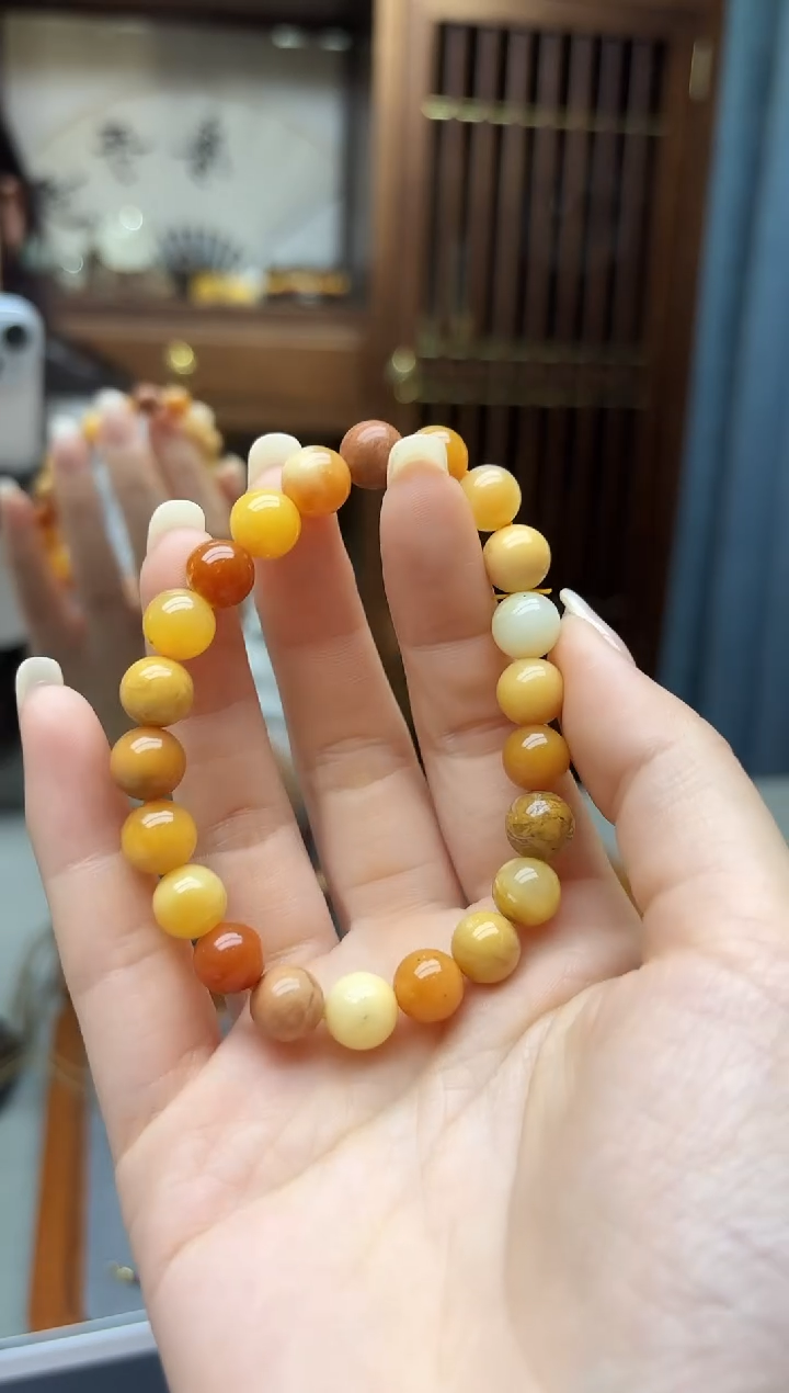 未镶嵌手串石英质玉缅黄手串9mmZD