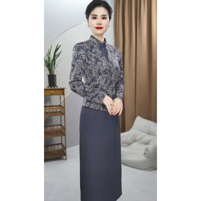 2739新款妈妈装洋气时尚减龄修身遮肉连衣裙