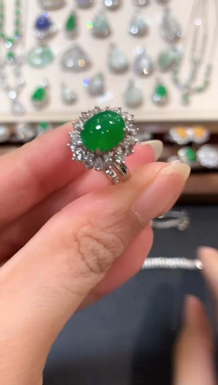 翡翠戒指18K金镶嵌b144   