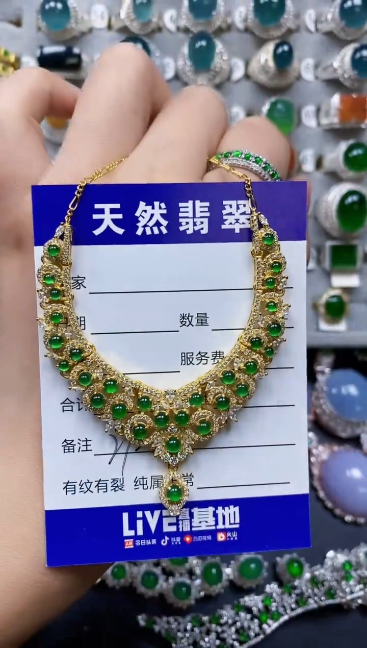 【闪购商品】翡翠银S925镶嵌颈饰0272