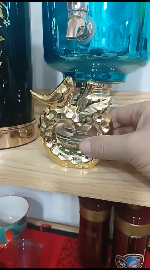 瓷金色苹果小鸟摆件四个装