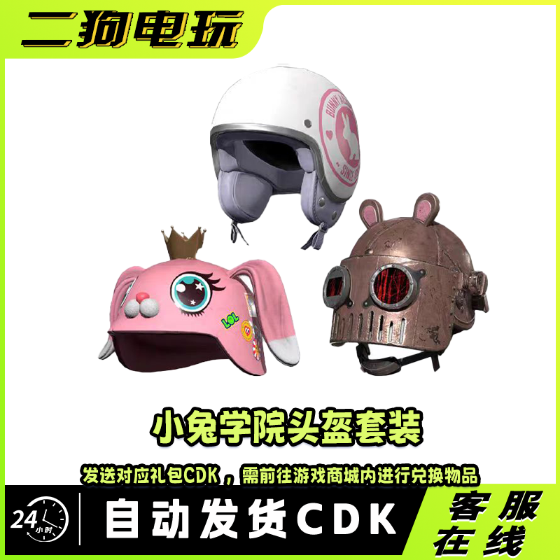 PUBG绝地求生小兔学院头盔套装皮肤吃鸡兔子1级2级3级头盔兑换码