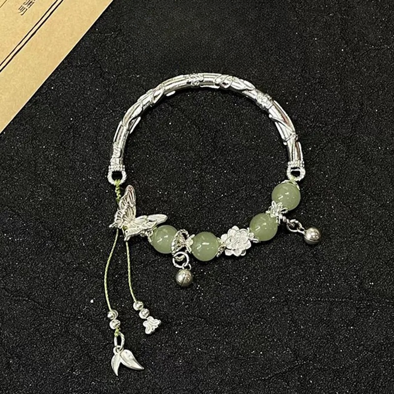 足银手链 纯银999蝶恋花手链女新中式蝴蝶莲花半镯情人节520礼物