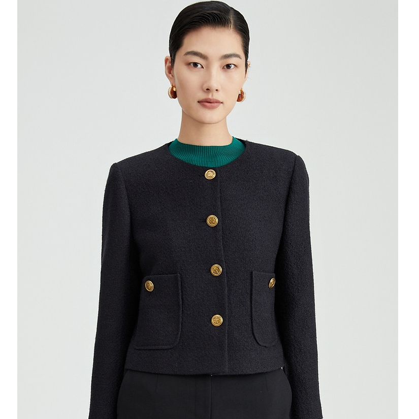 【丽公主专属】精美五金扣含羊毛长袖外套女 XK00655V0 XK00656W0