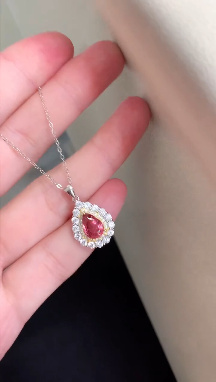 【闪购商品】碧玺颈饰银S925镶嵌吊坠