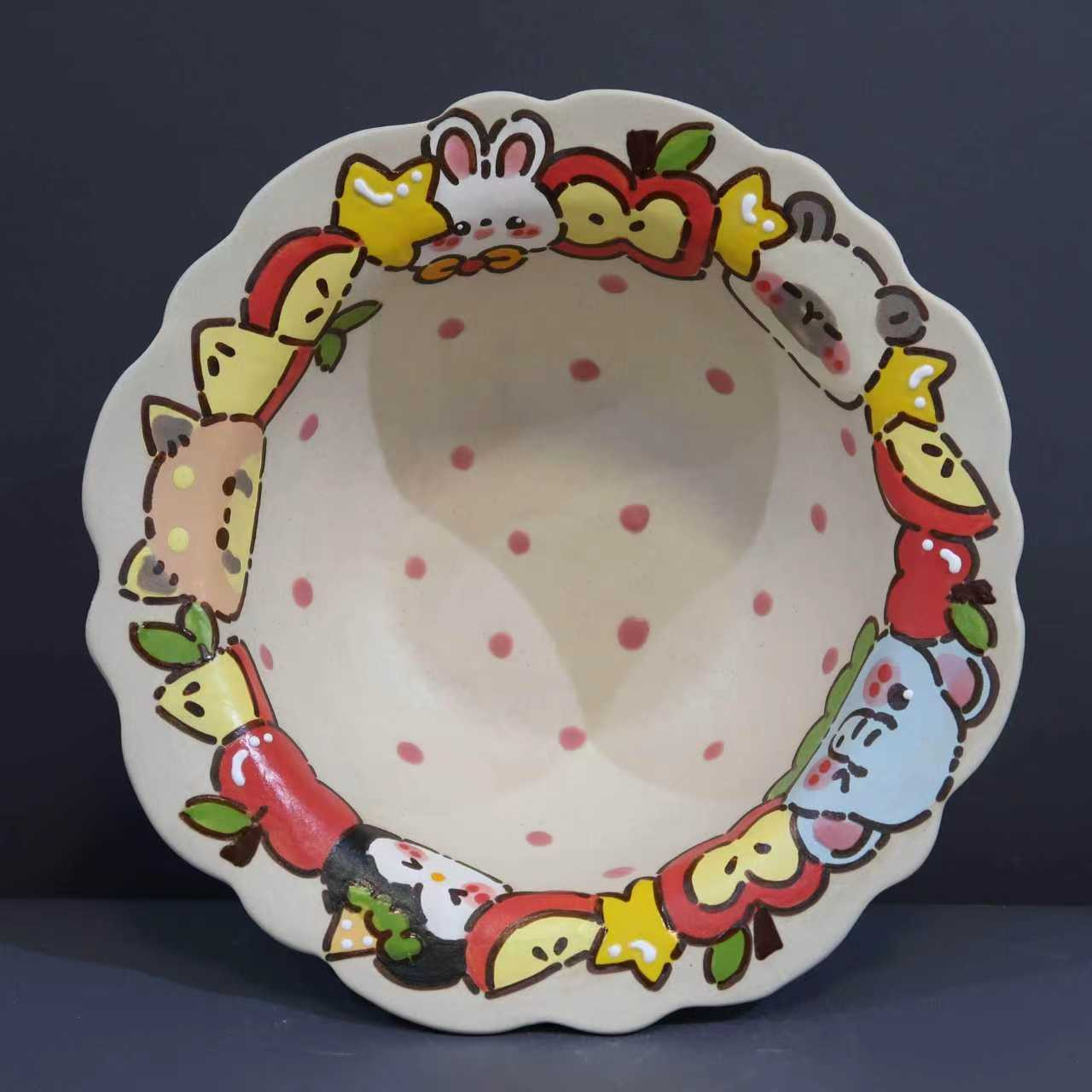 A071手捏碗手工手绘创意随机发