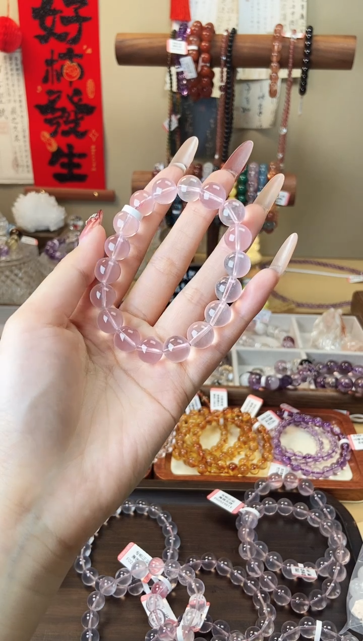 【闪购商品】水晶手串未镶嵌11.5mm莫桑比克粉水晶