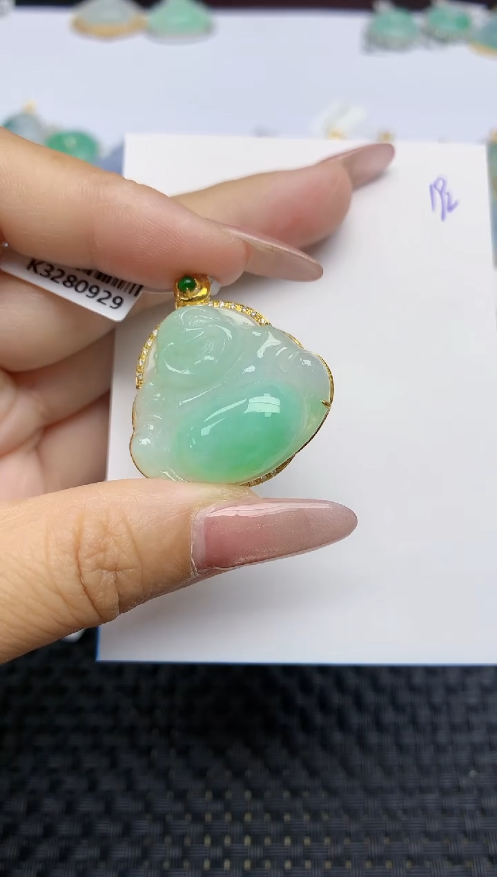 【闪购商品】翡翠颈饰18K金镶嵌天然A货翡翠 192