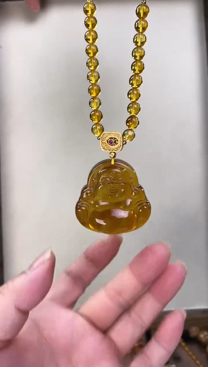 【闪购商品】琥珀颈饰未镶嵌45+灵草珀吊坠大佛公
